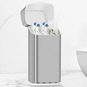 Electric Toothbrush Holder with Cover, Ventilated & Drainage, Silver Electric Toothbrush Holder with Cover, Ventilated & Drainage, Silver