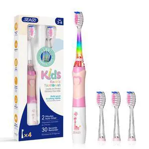 Kids Electric Toothbrush, Timer, LED Light, AAA-Powered, 4 Heads Kids Electric Toothbrush, Timer, LED Light, AAA-Powered, 4 Heads