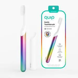 Metal Sonic Electric Toothbrush for Adults - Time Travel & Soft Bristles with Travel Case & Replacement Brush Head - 3 Month Battery Life, Pride Rainbow Metal Sonic Electric Toothbrush for Adults - Time Travel & Soft Bristles with Travel Case & Replacement Brush Head - 3 Month Battery Life, Pride Rainbow