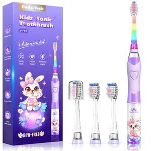 Kids Electric Toothbrush with Timer Toddler Toothbrush Age 2-4-8-12 Girls Electric Toothbrush Rainbow LED Light Up Vibrating Toothbrush Battery Operated Childrens Sonic Tooth Brush (Rabbit Purple) Kids Electric Toothbrush with Timer Toddler Toothbrush Age 2-4-8-12 Girls Electric Toothbrush Rainbow LED Light Up Vibrating Toothbrush Battery Operated Childrens Sonic Tooth Brush (Rabbit Purple)