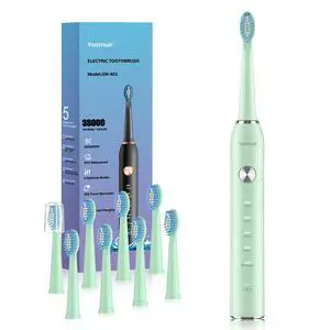 Sonic Electric Toothbrush for Adults & Kids - 5 High-Performance Modes, 8 Replacement Heads, 2.5-Hour Fast Charge, Built-in Smart 2-Minute Timer, IPX7 Waterproof, 35Day Battery Life Light Green Sonic Electric Toothbrush for Adults & Kids - 5 High-Performance Modes, 8 Replacement Heads, 2.5-Hour Fast Charge, Built-in Smart 2-Minute Timer, IPX7 Waterproof, 35Day Battery Life Light Green