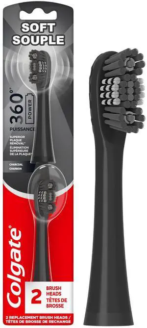 360 Battery Powered Replacement Toothbrush Heads, Black, 2 Pack 360 Battery Powered Replacement Toothbrush Heads, Black, 2 Pack