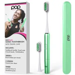 Go Plus Electric Toothbrush for Adults 2 Speed (Emerald Green) Electric Toothbrush Bathroom Essentials & Travel Essentials 18000-24000 Strokes per Min w/AAA Battery Go Plus Electric Toothbrush for Adults 2 Speed (Emerald Green) Electric Toothbrush Bathroom Essentials & Travel Essentials 18000-24000 Strokes per Min w/AAA Battery