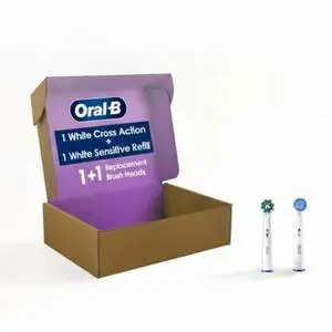Electric Toothbrush Replacement Brush Heads, CrossAction, White, 1 Count + 1 Sensitive White Electric Toothbrush Replacement Brush Heads, CrossAction, White, 1 Count + 1 Sensitive White