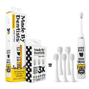 Kids Electric Toothbrush - Rechargeable Vibrating Toothbrush with Timer, Includes 6 Replacement Heads, Gently Cleans Teeth, Kid & Toddlers Age 2+, (Bulldog) Kids Electric Toothbrush - Rechargeable Vibrating Toothbrush with Timer, Includes 6 Replacement Heads, Gently Cleans Teeth, Kid & Toddlers Age 2+, (Bulldog)