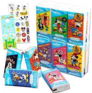 Mickey and Minnie Mouse Pocket Size Facial Tissue Set - 12 Packs of 10 Sheets (120 Tissues) Plus Stickers & Door Hanger | Disney Disposal for Travel, School, Classroom Mickey and Minnie Mouse Pocket Size Facial Tissue Set - 12 Packs of 10 Sheets (120 Tissues) Plus Stickers & Door Hanger | Disney Disposal for Travel, School, Classroom