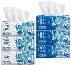 Pack of 6, Small Facial Tissues, Toilet Paper, Disposable Napkins, Material Wood Pulp Fiber NOT COTTON, White Facial Paper Tissue, 3-Ply, 300 Sheets per Pack Pack of 6, Small Facial Tissues, Toilet Paper, Disposable Napkins, Material Wood Pulp Fiber NOT COTTON, White Facial Paper Tissue, 3-Ply, 300 Sheets per Pack