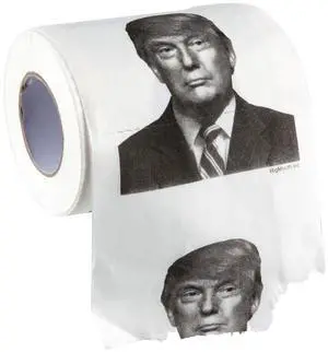 Donald Trump Toilet Paper - Novelty Presidential Toilet Tissue Features The Presidents Face - Usable Roll of Paper, Makes a Hilarious Gag Gift Donald Trump Toilet Paper - Novelty Presidential Toilet Tissue Features The Presidents Face - Usable Roll of Paper, Makes a Hilarious Gag Gift
