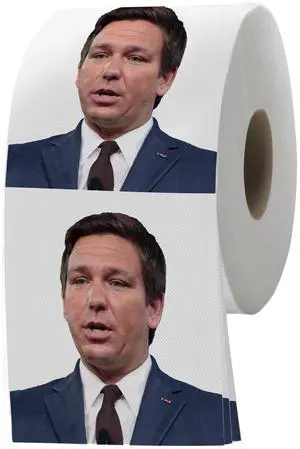 Funny Toilet Paper Rolls Featuring Ron DeSantis - Republican Gag Gift Novelty TP With Full-Color Image Count Pack Prank with Hilarious Printed Toilet Paper Funny Toilet Paper Rolls Featuring Ron DeSantis - Republican Gag Gift Novelty TP With Full-Color Image Count Pack Prank with Hilarious Printed Toilet Paper