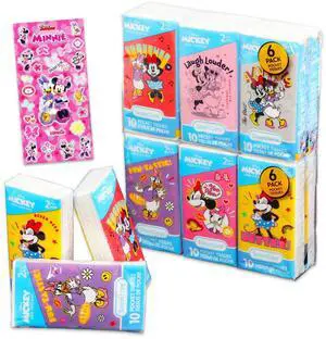 Minnie Mouse Pocket Size Facial Tissue Set - 12 Packs of 10 Sheets (120 Tissues) & Stickers | Disposal for Travel, School, Classroom Minnie Mouse Pocket Size Facial Tissue Set - 12 Packs of 10 Sheets (120 Tissues) & Stickers | Disposal for Travel, School, Classroom