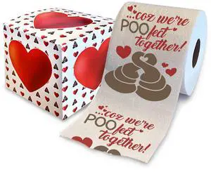 Coz We're POO-fect Together Printed Toilet Paper Gag Gift - Funny Toilet Paper Roll for Valentines, Bathroom Decor, Romantic Novelty Valentines Day Gift for Him or Her - 500 Sheets Coz We're POO-fect Together Printed Toilet Paper Gag Gift - Funny Toilet Paper Roll for Valentines, Bathroom Decor, Romantic Novelty Valentines Day Gift for Him or Her - 500 Sheets