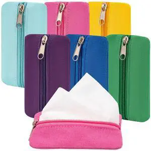Pocket Tissue Holder, 6 Packs Tissue Holder for Purse, Reusable Travel Tissue Pouch, Fabric Purse Zipper Enclosed Tissue Packs for Coins Tissue Cards Car Travel Office Home, 5.1 x 3.1 Inches Pocket Tissue Holder, 6 Packs Tissue Holder for Purse, Reusable Travel Tissue Pouch, Fabric Purse Zipper Enclosed Tissue Packs for Coins Tissue Cards Car Travel Office Home, 5.1 x 3.1 Inches