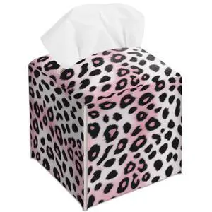 Pink Cheetah Decorative Square Leather Tissue Box Cover - Cute Tissue Holder Gifts for Women Family and Friends Funny Unique for Home Decor Decorative for Kids Room Kitchen Bathroom Office - A29 Pink Cheetah Decorative Square Leather Tissue Box Cover - Cute Tissue Holder Gifts for Women Family and Friends Funny Unique for Home Decor Decorative for Kids Room Kitchen Bathroom Office - A29