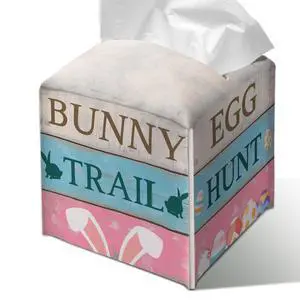 Easter Decor Bunny Trail Egg Hunt Tissue Box Cover(011) Easter Decor Bunny Trail Egg Hunt Tissue Box Cover(011)