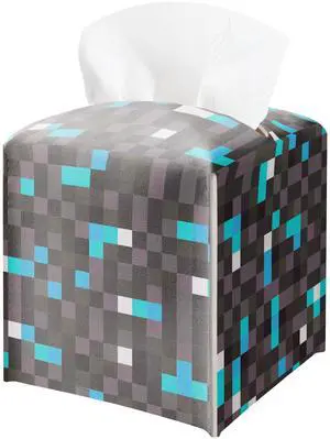 Pixel Diamond Ore Square Leather Tissue Box Cover Gaming Themed Facial Paper Organizer, Fun Birthday Gift for Kids & Gamers, Decorative Bathroom, Bedroom & Game Room Decor Pixel Diamond Ore Square Leather Tissue Box Cover Gaming Themed Facial Paper Organizer, Fun Birthday Gift for Kids & Gamers, Decorative Bathroom, Bedroom & Game Room Decor