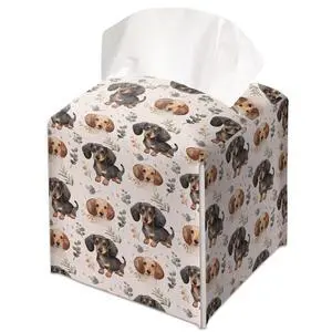 Botanical Boho Cute Dog Decorative Leather Tissue Box Cover - Tissue Box Holder Gifts for Women Family and Friends Funny Unique Home Decor Decorative for Kids Room Kitchen Bathroom Office - A47 Botanical Boho Cute Dog Decorative Leather Tissue Box Cover - Tissue Box Holder Gifts for Women Family and Friends Funny Unique Home Decor Decorative for Kids Room Kitchen Bathroom Office - A47