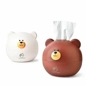 Tissue Box Cover Cute Bear Shaped Tissue Holder Round Dispenser, Decorative Tissue Cover for Bathroom Desk Bedroom Office Car - Large Capacity PP Tissue Organizer (White) Tissue Box Cover Cute Bear Shaped Tissue Holder Round Dispenser, Decorative Tissue Cover for Bathroom Desk Bedroom Office Car - Large Capacity PP Tissue Organizer (White)