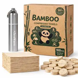 Compressed Towel Tablets, Bamboo Camping Toilet Paper Tablets, Disposable Coin Tissues, Perfect for Travel, Hiking, Backpacking - 100 Pack Compressed Towel Tablets, Bamboo Camping Toilet Paper Tablets, Disposable Coin Tissues, Perfect for Travel, Hiking, Backpacking - 100 Pack