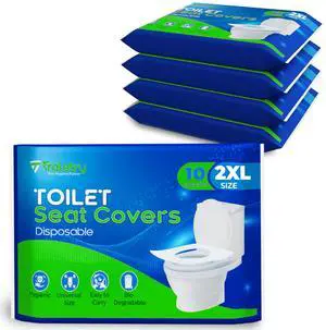 Toilet Seat Covers Disposable Flushable Travel Pack of 50, 2XL Biodegradable Paper Toilet Seat Covers for Adults & Kids, Public Restroom, Airplane & Camping Travel Essentials Toilet Seat Covers Disposable Flushable Travel Pack of 50, 2XL Biodegradable Paper Toilet Seat Covers for Adults & Kids, Public Restroom, Airplane & Camping Travel Essentials