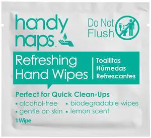 Handynaps Refreshing Hand Wipes, Alcohol-Free, Chemical-Free, 100 Count Handynaps Refreshing Hand Wipes, Alcohol-Free, Chemical-Free, 100 Count