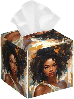 Square Tissue Box Cover African Women American Girl Painting Cube Tissue Box Cover Pu Leather Tissue Box Holder for Office Kitchen Car Bathroom Facial Paper Organizer Dispenser Cover Square Tissue Box Cover African Women American Girl Painting Cube Tissue Box Cover Pu Leather Tissue Box Holder for Office Kitchen Car Bathroom Facial Paper Organizer Dispenser Cover