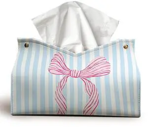 Pink Coastal Bow Striped Tissue Box Cover,Coastal Granddaughter Aesthetic Trendy Decorative Tissue Holder,Aesthetic Coastal Tissue Box Cover for Girls Dorm Room Beach Bedroom Bathroom 9.8x5.9x7In Pink Coastal Bow Striped Tissue Box Cover,Coastal Granddaughter Aesthetic Trendy Decorative Tissue Holder,Aesthetic Coastal Tissue Box Cover for Girls Dorm Room Beach Bedroom Bathroom 9.8x5.9x7In