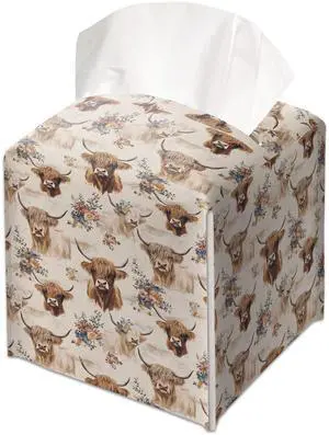 Cute Watercolor Cow Floral Decorative Leather Tissue Box Cover - Tissue Box Holder Gifts for Women Family and Friends Funny Unique Home Decor Decorative for Kids Room Kitchen Bathroom Office - A41 Cute Watercolor Cow Floral Decorative Leather Tissue Box Cover - Tissue Box Holder Gifts for Women Family and Friends Funny Unique Home Decor Decorative for Kids Room Kitchen Bathroom Office - A41