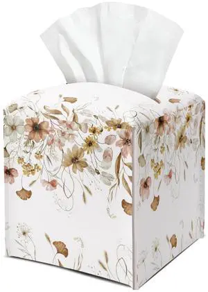 Floral Leather Tissue Box Cover Square Watercolor Decorative Tissue Holder for Bathroom Home Office Gifts for Women Girls Sister Bestie Daughter Housewarming Christmas Birthday Gifts - DH550 Floral Leather Tissue Box Cover Square Watercolor Decorative Tissue Holder for Bathroom Home Office Gifts for Women Girls Sister Bestie Daughter Housewarming Christmas Birthday Gifts - DH550