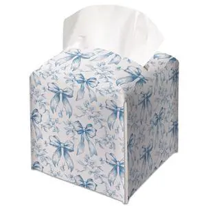 Vintage Blue Bow Decorative Leather Tissue Box Cover - Tissue Box Holder Gifts for Women Family and Friends Funny Unique Home Decor Decorative for Kids Room Kitchen Bathroom Office - A27 Vintage Blue Bow Decorative Leather Tissue Box Cover - Tissue Box Holder Gifts for Women Family and Friends Funny Unique Home Decor Decorative for Kids Room Kitchen Bathroom Office - A27