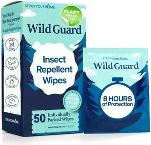 Wild Guard Mosquito Repellent Wipes (50 Pack), DEET Free Insect Repellent, Individually Wrapped Bug Wipes for Kids and Family, Travel Size for Camping, Hiking and Beach, 8 Hour Protection Wild Guard Mosquito Repellent Wipes (50 Pack), DEET Free Insect Repellent, Individually Wrapped Bug Wipes for Kids and Family, Travel Size for Camping, Hiking and Beach, 8 Hour Protection