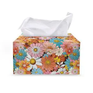 Daisy Leather Box Exquisite and Lovely Rectangular Tissue Box Cover Cubic and Shaped Reusable Facial Tissue Box Cover Suitable for Girls' Dressing Table Countertop Decorative Room Daisy Leather Box Exquisite and Lovely Rectangular Tissue Box Cover Cubic and Shaped Reusable Facial Tissue Box Cover Suitable for Girls' Dressing Table Countertop Decorative Room