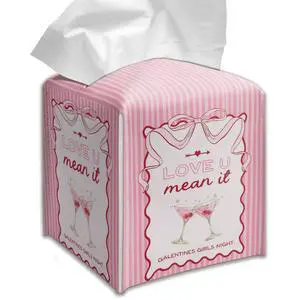 Galentines Day Tissue Box Cover, Pink Striped Girls Night Decorative Tissue Holder, Love U Mean It Cute Bathroom Room Decor.(025) Galentines Day Tissue Box Cover, Pink Striped Girls Night Decorative Tissue Holder, Love U Mean It Cute Bathroom Room Decor.(025)