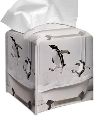 Cute Penguins Tissue Box Cover Square, Bathtub Bubble Cube Case for Facial Tissues, 5.2" PU Leather(080) Cute Penguins Tissue Box Cover Square, Bathtub Bubble Cube Case for Facial Tissues, 5.2" PU Leather(080)