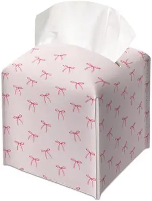 Cute Preppy Pink Ribbon Bow Decorative Leather Tissue Box Cover - Tissue Box Holder Gifts for Women Family and Friends Funny Unique Home Decor Decorative for Kids Room Kitchen Bathroom Office - A26 Cute Preppy Pink Ribbon Bow Decorative Leather Tissue Box Cover - Tissue Box Holder Gifts for Women Family and Friends Funny Unique Home Decor Decorative for Kids Room Kitchen Bathroom Office - A26