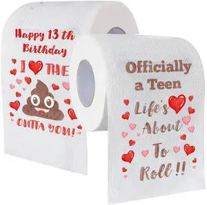 Happy 13th Birthday Gifts For Girls & Boys, 13th Birthday Decorations, 13 Year Old Gift Ideas For Teen Girl Boy Teenager - Unique Coolest, Funny, Party Decor Toilet Paper Gag Gift Presents (2 Roll) Happy 13th Birthday Gifts For Girls & Boys, 13th Birthday Decorations, 13 Year Old Gift Ideas For Teen Girl Boy Teenager - Unique Coolest, Funny, Party Decor Toilet Paper Gag Gift Presents (2 Roll)