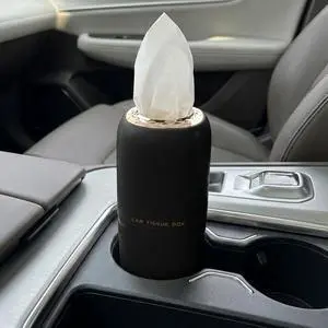 Car Cup Holder Tissue Holder, Water-Resistant Plastic Facial Tissues Cylinder, Portable Paper Towel Tube Container for Travel, Vehicle Napkin Box Organizer for Car, Home, Office (Black) Car Cup Holder Tissue Holder, Water-Resistant Plastic Facial Tissues Cylinder, Portable Paper Towel Tube Container for Travel, Vehicle Napkin Box Organizer for Car, Home, Office (Black)