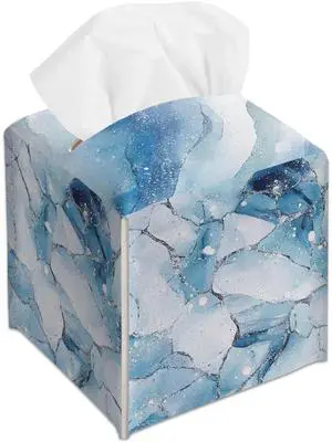 Blue Marble Textures Decorative Square Leather Tissue Box Cover - Tissue Holder Gifts for Women and Friends on Birthday Housewarming Home Decor Decorative for Bathroom Kitchen Office Car - A07 Blue Marble Textures Decorative Square Leather Tissue Box Cover - Tissue Holder Gifts for Women and Friends on Birthday Housewarming Home Decor Decorative for Bathroom Kitchen Office Car - A07