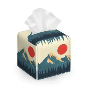 Tissue Box Cover,Boho Mountains Sun Leather Tissue Holder Organizer Portable Square Decorative Facial Paper Case for Home Office Bathroom Vanity Countertop Tissue Box Cover,Boho Mountains Sun Leather Tissue Holder Organizer Portable Square Decorative Facial Paper Case for Home Office Bathroom Vanity Countertop