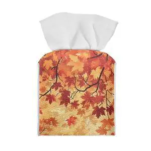 Thanksgiving Maple Leaf Tissue Box Holder Modern PU Leather Square Tissue Box Cover with Stylish Print Portable Tissue Case for Home Office Car Automotive Decor Thanksgiving Maple Leaf Tissue Box Holder Modern PU Leather Square Tissue Box Cover with Stylish Print Portable Tissue Case for Home Office Car Automotive Decor