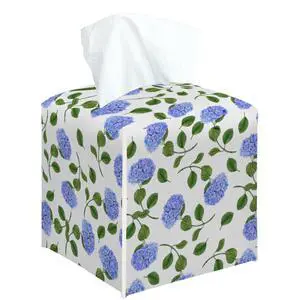Blue Hydrangea Tissue Box Cover Square, Floral Decorative Tissue Box Holder for Bedroom Bathroom Kitchen Office Vanity Countertop, Leather Facial Paper Organizer Dispenser -21 Blue Hydrangea Tissue Box Cover Square, Floral Decorative Tissue Box Holder for Bedroom Bathroom Kitchen Office Vanity Countertop, Leather Facial Paper Organizer Dispenser -21
