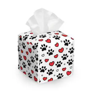Tissue Box Cover,Cute Dog Paws Leather Tissue Holder Organizer Portable Square Decorative Facial Paper Case for Home Office Bathroom Vanity Countertop Tissue Box Cover,Cute Dog Paws Leather Tissue Holder Organizer Portable Square Decorative Facial Paper Case for Home Office Bathroom Vanity Countertop