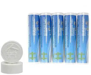 Premium Compressed Tissue Coins in Sealed Cases - 5 cases - 50 Portable 100% Natural Organic Hygienic Towel Wipes Premium Compressed Tissue Coins in Sealed Cases - 5 cases - 50 Portable 100% Natural Organic Hygienic Towel Wipes