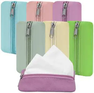 Pocket Tissue Holder, 6 Packs Tissue Holder for Purse, Reusable Travel Tissue Pouch, Fabric Purse Zipper Tissue Packs for Coins Tissue Cards Travel Office, 5.1 x 3.1 Inches Pocket Tissue Holder, 6 Packs Tissue Holder for Purse, Reusable Travel Tissue Pouch, Fabric Purse Zipper Tissue Packs for Coins Tissue Cards Travel Office, 5.1 x 3.1 Inches