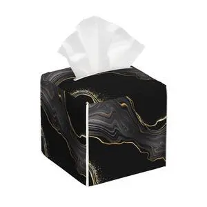Black Gold Marble Tissue Box Cover Square, Abstract Marble Texture Tissue Box Holder Waterproof Leather Facial Paper Organizer Dispenser for Bathroom Home Car Nightstand Vanity Desk Black Gold Marble Tissue Box Cover Square, Abstract Marble Texture Tissue Box Holder Waterproof Leather Facial Paper Organizer Dispenser for Bathroom Home Car Nightstand Vanity Desk