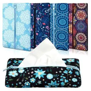 5 Pieces Tissues Purse Pocket Tissue Holder Reusable Travel Pouch Fabric Zipper Enclosed Small Size Flower Pattern Holder for Purse Coins for Christmas, 5.25 x 3 Inches (Floral Style) 5 Pieces Tissues Purse Pocket Tissue Holder Reusable Travel Pouch Fabric Zipper Enclosed Small Size Flower Pattern Holder for Purse Coins for Christmas, 5.25 x 3 Inches (Floral Style)