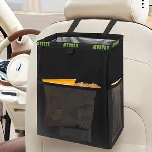 Hanging Car Trash Can with 4 Storage Pockets, Waterproof Leakproof Oxford Auto Garbage Bag, Adjustable Garbage Bag, Foldable Car Trash Bin Fit for Truck, SUV, Home, Office Hanging Car Trash Can with 4 Storage Pockets, Waterproof Leakproof Oxford Auto Garbage Bag, Adjustable Garbage Bag, Foldable Car Trash Bin Fit for Truck, SUV, Home, Office
