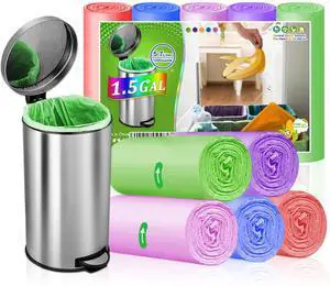 1.5 Gallon Trash Bags Small Bathroom Garbage Bags, 120 Count | Mini Trash Bags Colorful, Unscented, Also for Office Use 1.5 Gallon Trash Bags Small Bathroom Garbage Bags, 120 Count | Mini Trash Bags Colorful, Unscented, Also for Office Use
