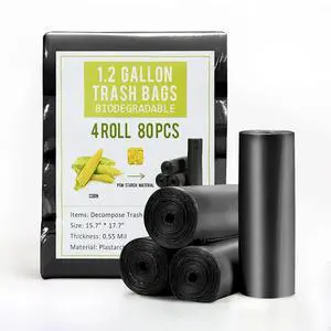 Trash Bags 1.2 Gallon, Small Garbage Bags, Strong & Unscented Mini Trash Bags for Kitchen, Bathroom, Office, Restroom, Car, Black, 80 Counts Trash Bags 1.2 Gallon, Small Garbage Bags, Strong & Unscented Mini Trash Bags for Kitchen, Bathroom, Office, Restroom, Car, Black, 80 Counts