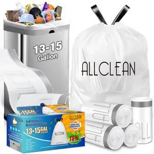 13 To 15 Gallon Trash Bags, Tall Kitchen Garbage Bags Drawstring, Ultra Strong Recyclable Trash Bags Unscented Trash Can Liners For Kitchen and Commercial 30 Count (Pake of 1) 13 To 15 Gallon Trash Bags, Tall Kitchen Garbage Bags Drawstring, Ultra Strong Recyclable Trash Bags Unscented Trash Can Liners For Kitchen and Commercial 30 Count (Pake of 1)