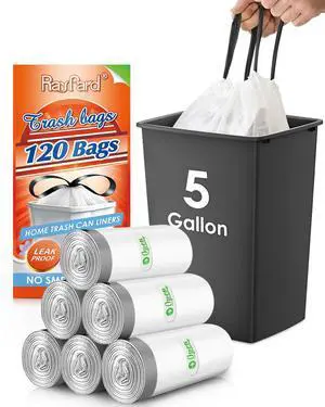 5 Gallon 120 Counts Strong Drawstring Trash Bags Garbage Bags Small Plastic Trash Bags fit 18-20L Trash Can for Home Office Kitchen Bathroom Bedroom, White Waste Basket Liners | 5 Gallon 120 Counts Strong Drawstring Trash Bags Garbage Bags Small Plastic Trash Bags fit 18-20L Trash Can for Home Office Kitchen Bathroom Bedroom, White Waste Basket Liners |